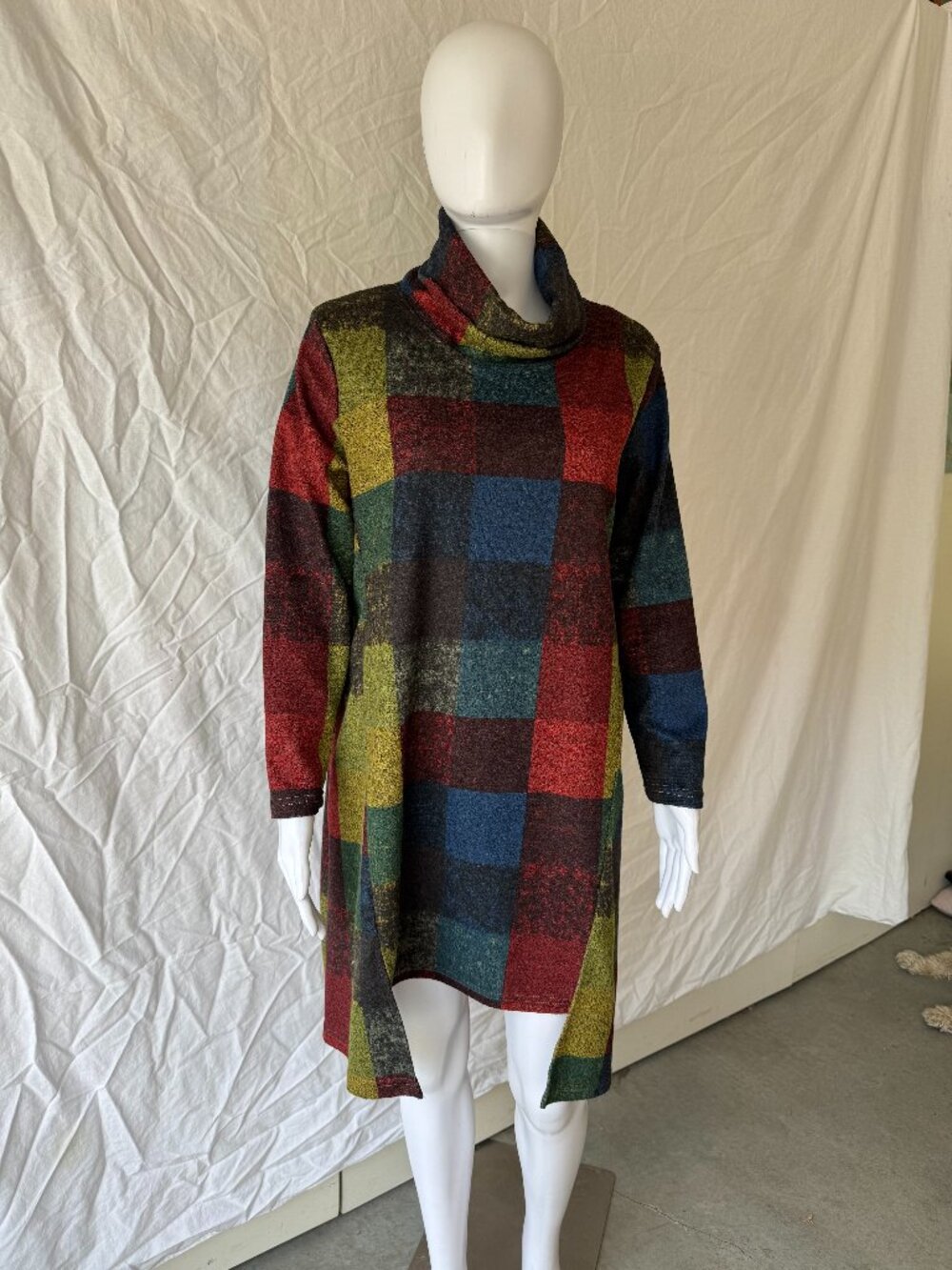 Vintage Aline flannel color block dress